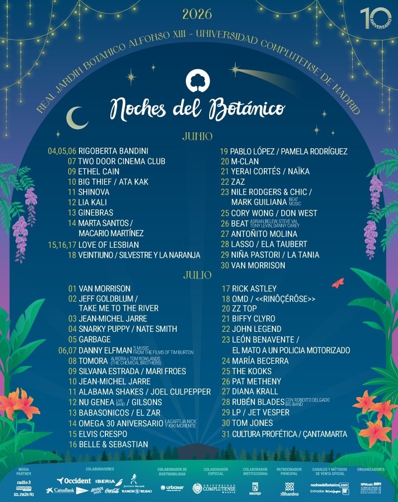 El rincón oculto de Noches del Botánico donde consigues discos exclusivos de tus artistas favoritos Cartel de las noches del Botánico en Madrid