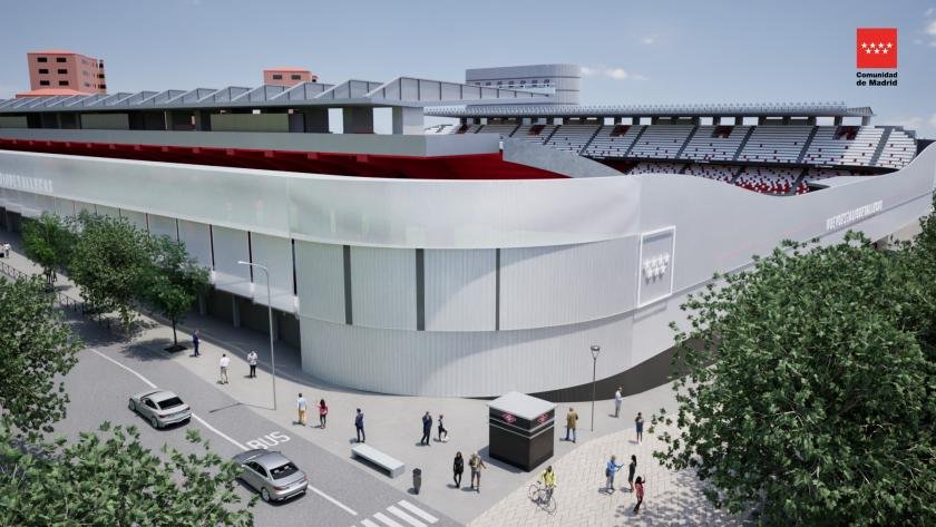 El nuevo estadio de Vallecas tendrá 18.500 asientos y un lavado de cara total por 60 millones Imagen qeu muestra el exterior del estadio de Vallecas tras la reforma
