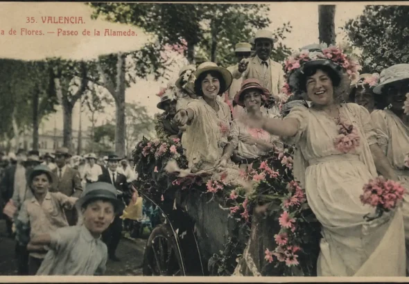 Imagen que ilustra la fiesta de la Feria de Julio de Valencia con la cabalgata de la Batalla de las flores