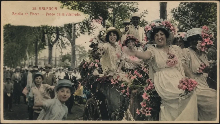 Imagen que ilustra la fiesta de la Feria de Julio de Valencia con la cabalgata de la Batalla de las flores