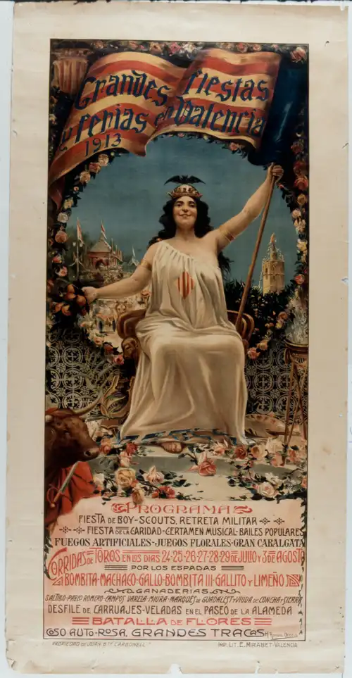 ¿Por qué se llama Feria de Julio? El secreto del siglo XIX que cambió los veranos de Valencia Imagen de archivo que muestra un Cartel de la Feria de Julio de Valencia de 1913