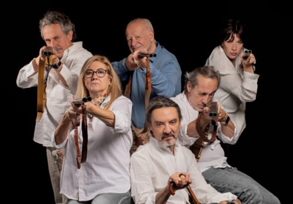 Cartel que muestra a los actores principales de la obra La escopeta nacional que estará en el Teatro Español de Madrid
