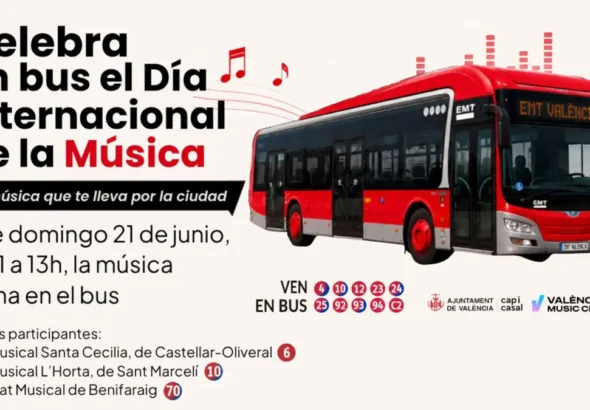 Imagen que muestra el cartel oficial de la música en el bus en Valencia