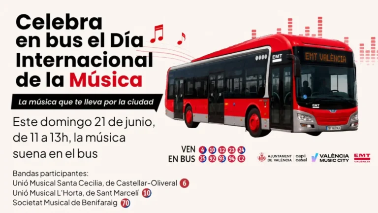Imagen que muestra el cartel oficial de la música en el bus en Valencia
