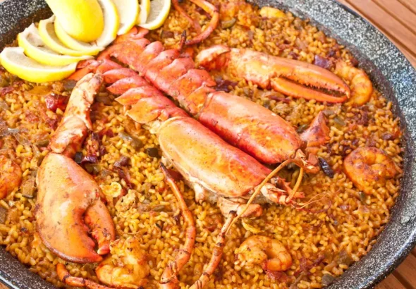 Imagen de una paella en el Restaurante Albufera de Valencia