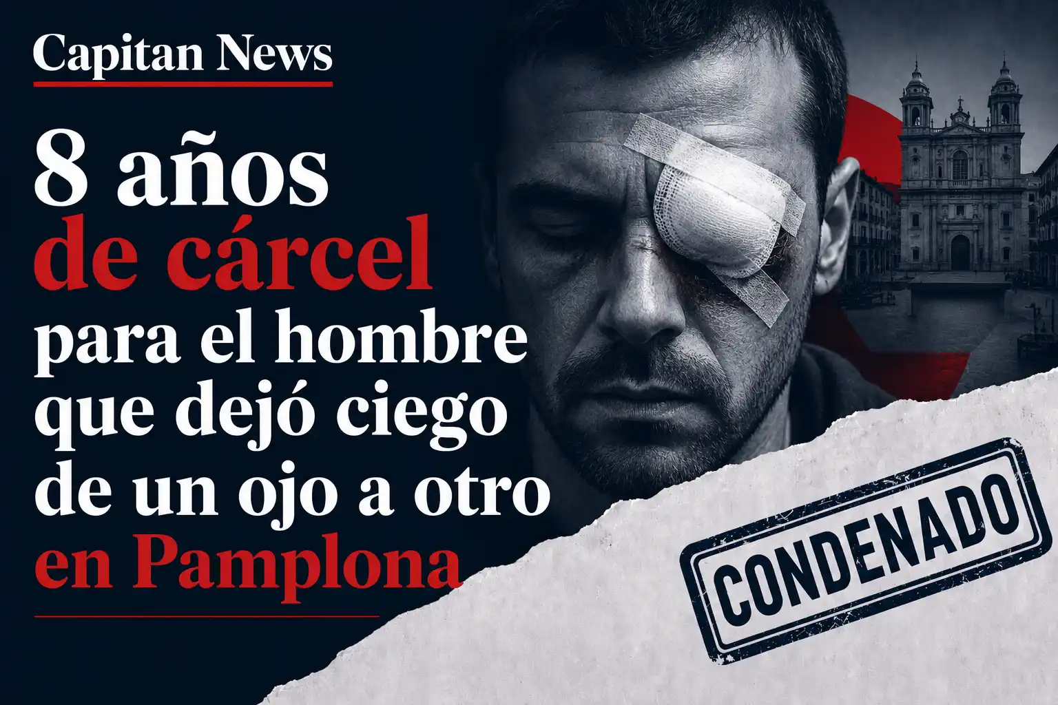Imagen que muestra el titular de la condena de 8 años a un hombre por propinar un puñetazo a otro en Pamplona
