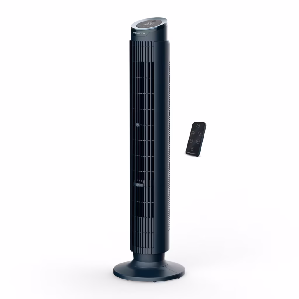 El invento sin aspas que baja la temperatura de tu habitación en silencio Imagen que muestra el ventilador Rowenta Eole silence Force VU7050 con difusor de aromas en El Corte Inglés