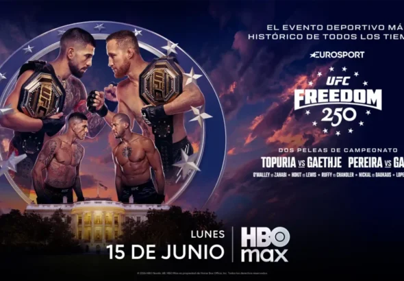Imagen que muestra el cartel de la UFC 250 que emitirá HBO Max en exclusiva sobre el combate de Ilia Topuria