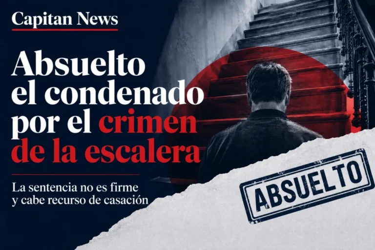 Imagen que muestra el titular de Absuelto el condenado por el crimen de la escalera que se produjo en Lorca