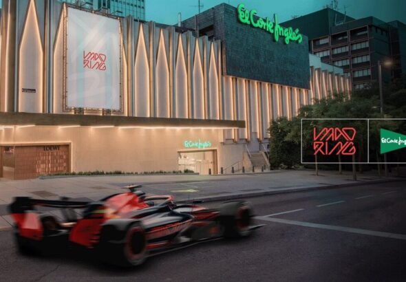 Imagen de un coche de Fórmula 1 representando la gestión de El Corte Inglés como patrocinador de la Fan Zone