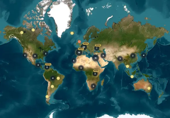 Imagen que muestra el mapa de eclipses con las hittorias más curiosas del mundo