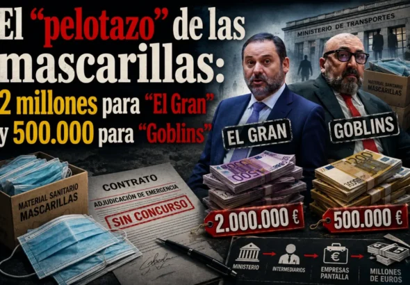 Imagen que muestra el titular de El pelotazo de las mascarillas de Abalos y Koldo