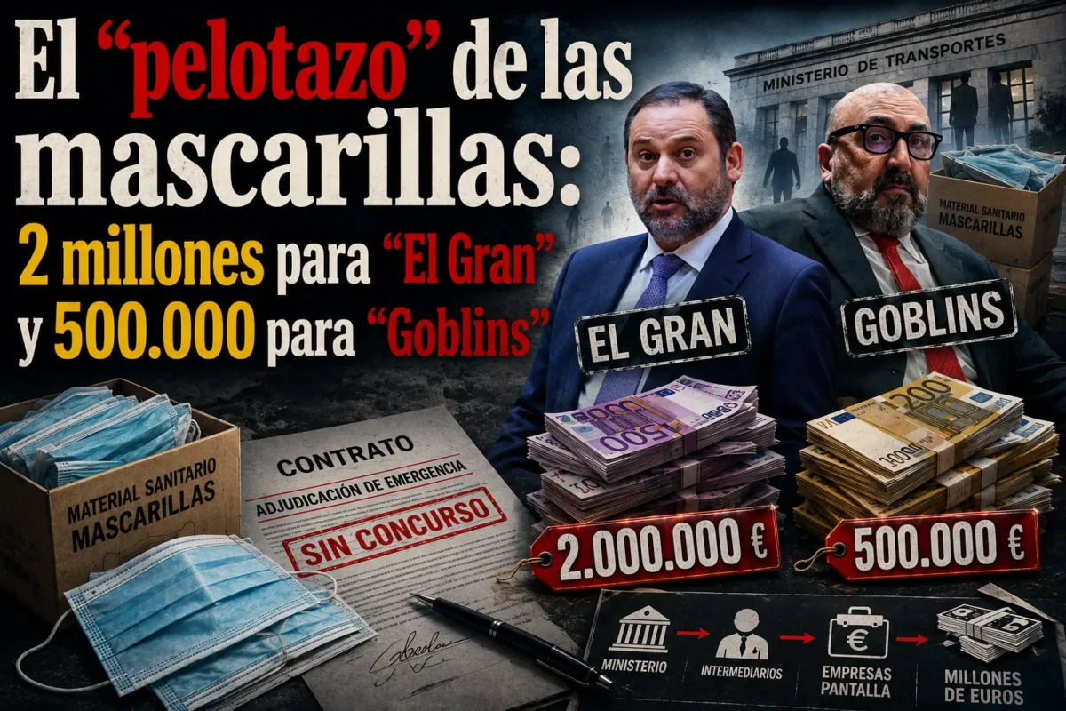 Imagen que muestra el titular de El pelotazo de las mascarillas de Abalos y Koldo