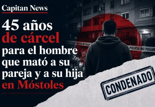 Imagen que muestra un titular sobre el crimen de móstoles y los 45 años de condena