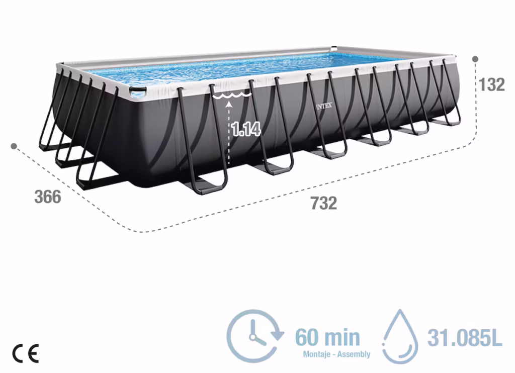 Las mejores piscinas desmontables para montar hoy mismo están rebajadas Imagen que muestra la piscina desmontable Ultra Frame XTR 732 x 366 x 132 cm de venta en El Corte Inglés