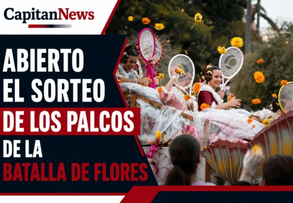 La Batalla de Flores en Valencia abre el sorteo para comprar un sitio en los palcos ,como muestra el titular de la imagen.