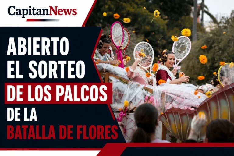 La Batalla de Flores en Valencia abre el sorteo para comprar un sitio en los palcos ,como muestra el titular de la imagen.