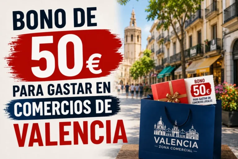 Los bonos comercio de Valencia arrancan su temporada. La imagen muestra el titular de la apertura de la campaña.