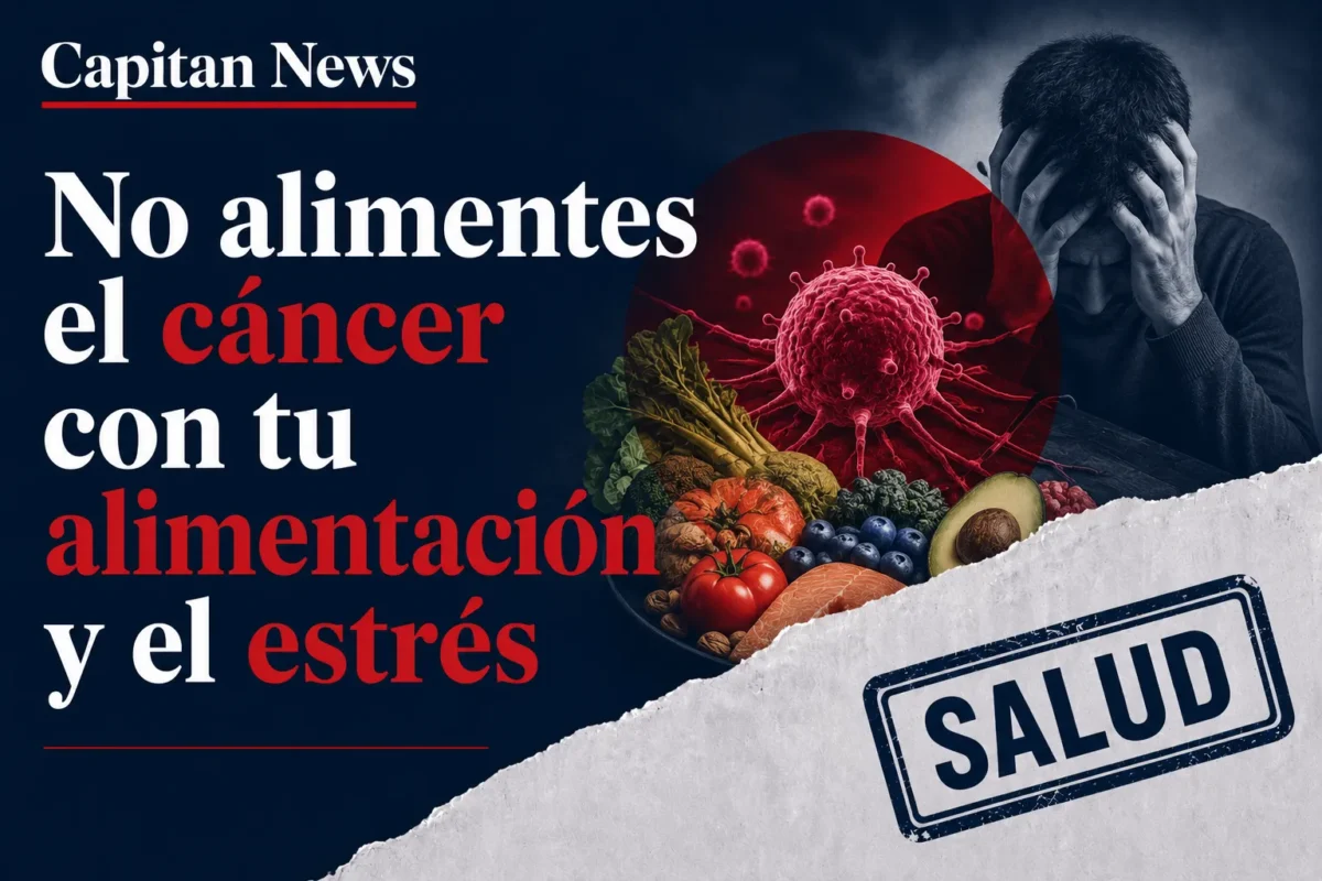 Imagen que muestra el titular del artículo en capitannews No alimentes el cáncer con tu alimentación y el estrés