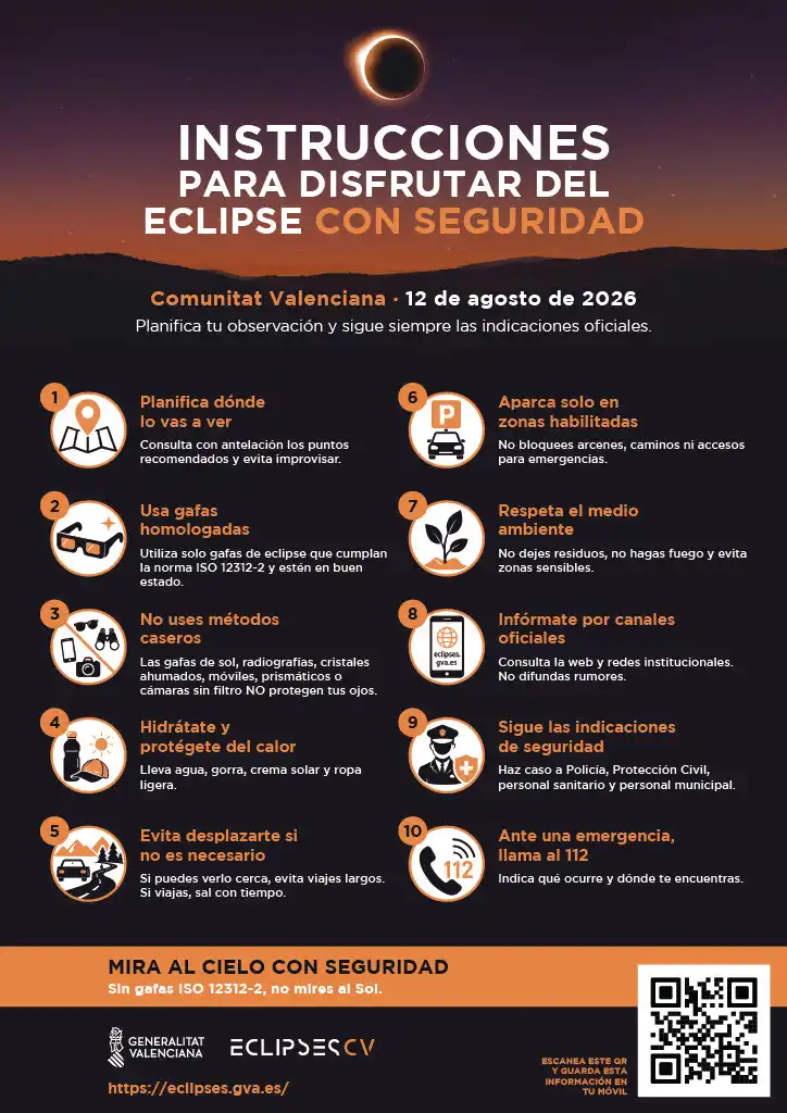 Guía para ver el eclipse solar del 12 de agosto sin dañarte la vista: la Generalitat lanza su decálogo oficial Guía para ver el eclipse solar del 12 de agosto sin dañarte la vista: la Generalitat lanza su decálogo oficial