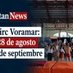 El Circ Voramar vuelve a Valencia con actividades gratuitas del 28 de agosto hasta el 6 de sepitembre, como muestra el titular de la imagen.
