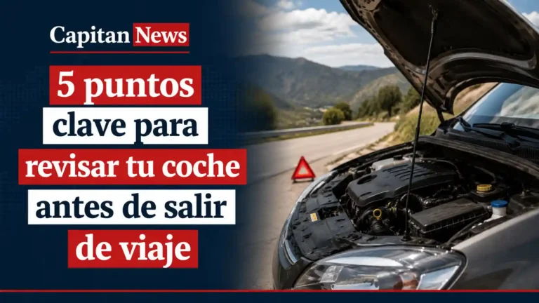 Revisar el coche antes de salir de viaje siempre es un ahorro en disgustos, por eso el titular de la imagen muestra 5 puntos clave.
