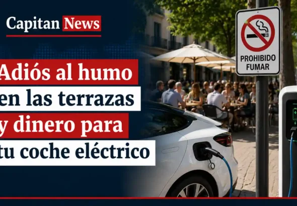 Imagen que muestra los nuevos cambios del humo en terrazas y las ayudas para compra de coches del último Consejo de Ministros, como muestra el titular de la imagen