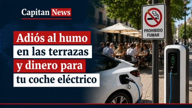 Imagen que muestra los nuevos cambios del humo en terrazas y las ayudas para compra de coches del último Consejo de Ministros, como muestra el titular de la imagen