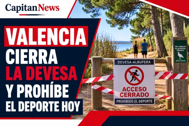 La Devesa de Valencia se cierra hoy por calor extremo y prohíbe también el deporte al aire libre como muestra el titular de la imagen.