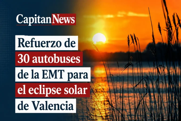 El eclipse solar de Valencia el próximo 12 de agosto obliga a reforzar las líneas de bus de la EMT como muestra el titular de la imagen