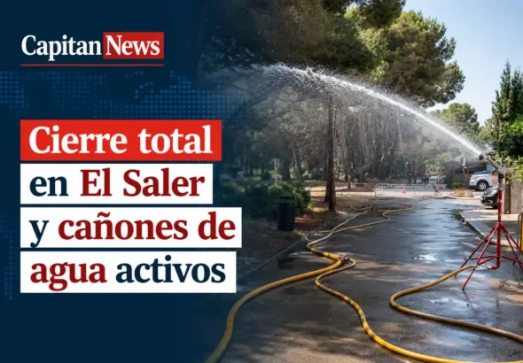 El Saler se cierra por completo y activa los cañes de agua por el riesgo de incendio por temperaturas altas, como muestra el titular de la imagen.