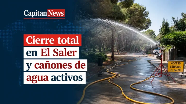 El Saler se cierra por completo y activa los cañes de agua por el riesgo de incendio por temperaturas altas, como muestra el titular de la imagen.