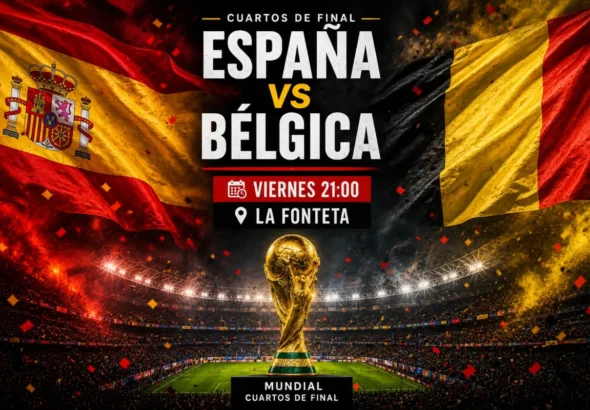 España Belgica, el cartel que muestra el partido que se hará en la Fonteta de Valencia para animar a la Selección y será gratis hoy