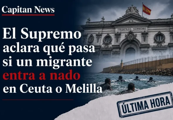 Los inmigrantes no pueden ser devueltos express si llegan a nado a Ceuta o Melilla. Titular.