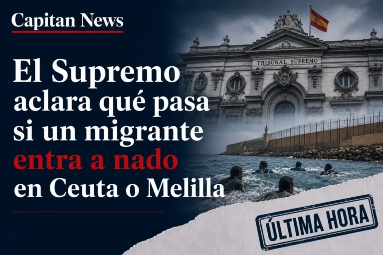 Los inmigrantes no pueden ser devueltos express si llegan a nado a Ceuta o Melilla. Titular.