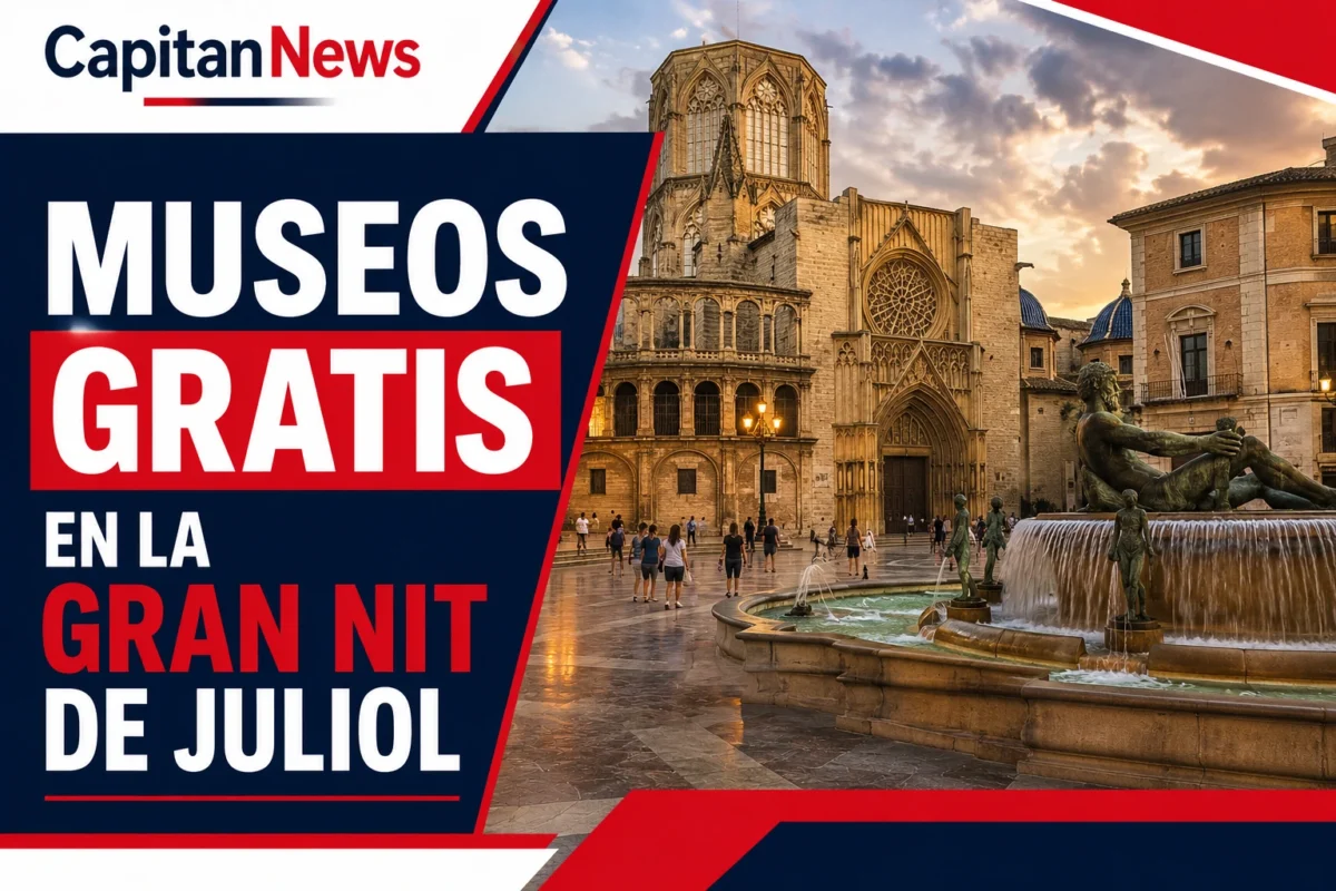 La Nit de Juliol en Valencia trae conciertos y museo gratis, así lo muestra el titular de la imagen "Museo Gratis"