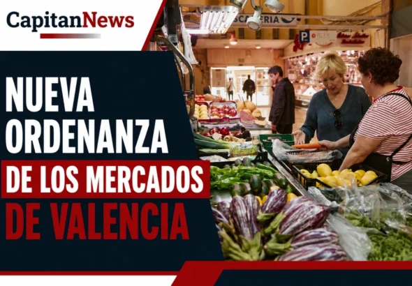 La Ordenanza que estrena Valencia para los mercados: no se puede comprar sin camiseta ni hacer negocio con las licencias, como muestra el titular de la imagen.