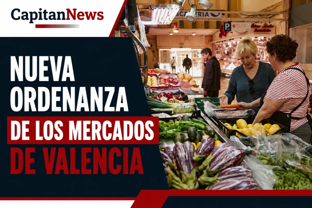 La Ordenanza que estrena Valencia para los mercados: no se puede comprar sin camiseta ni hacer negocio con las licencias, como muestra el titular de la imagen.