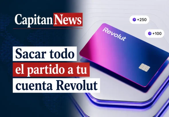 La cuenta de Revolut tiene muchas opciones, y el titular muestra como se le puede sacar partido a la cuenta. La imagen además muestra una de las tarjetas de la entidad.