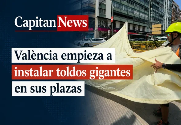Los toldos en Valencia comenzarán a instalarse en la Plaza España y plaza América como prueba piloto y como muestra el titular