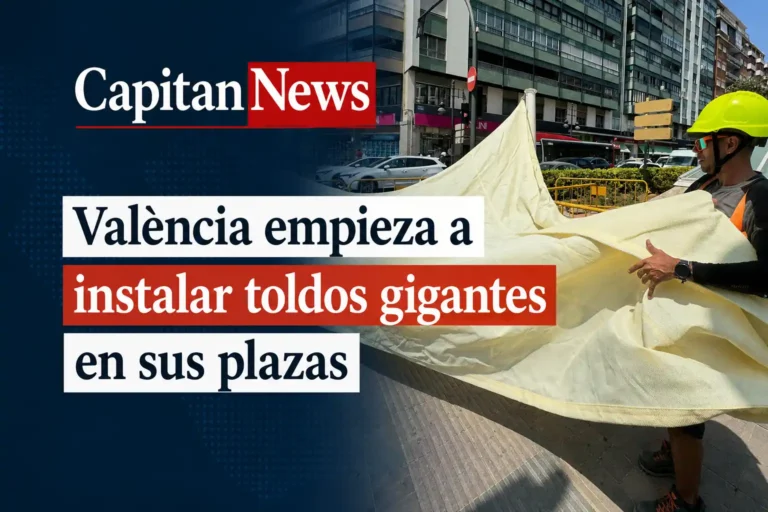 Los toldos en Valencia comenzarán a instalarse en la Plaza España y plaza América como prueba piloto y como muestra el titular
