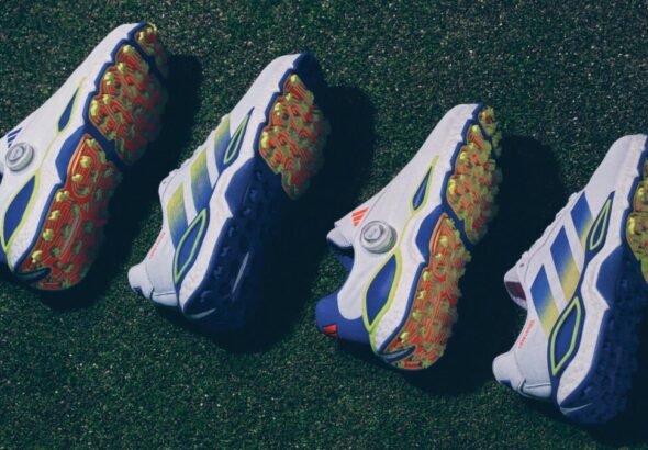 Imagen que muestra las 4 opciones diferentes de las nuevas adidas CODECHAOS 27 para golf sin tacos