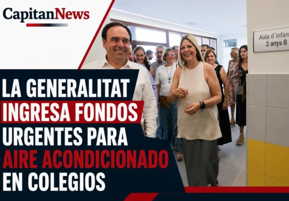 El aire acondicionado en Valencia se instalará de forma urgente antes de octubre de este mismo año como muestra el titular de la imagen tras la inyección urgente de la Generalitat Valenciana a los colegios.