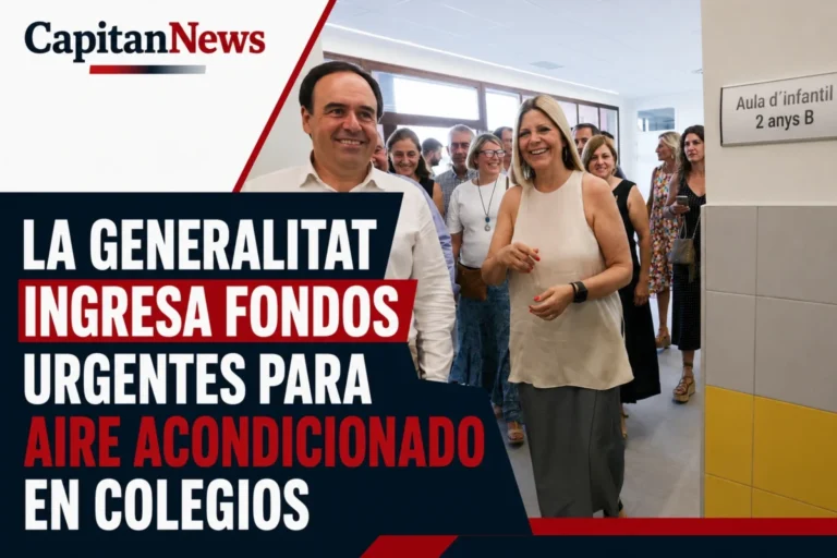 El aire acondicionado en Valencia se instalará de forma urgente antes de octubre de este mismo año como muestra el titular de la imagen tras la inyección urgente de la Generalitat Valenciana a los colegios.