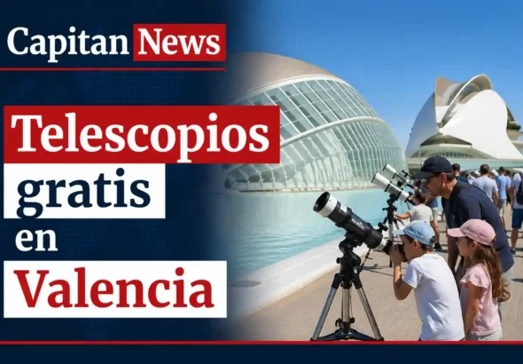 El eclipse en Valencia se podrá visualizar con más datos gracias a las actividades de hoy gratis en la ciudad de las ciencias, como muestra el titular de la imagen: telescopios gratis en valencia