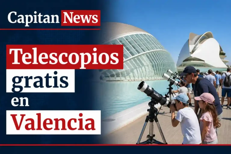 El eclipse en Valencia se podrá visualizar con más datos gracias a las actividades de hoy gratis en la ciudad de las ciencias, como muestra el titular de la imagen: telescopios gratis en valencia