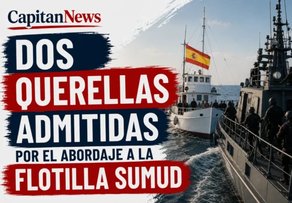 La flotilla de Gaza en la imagen en el mar con la bandera de España.