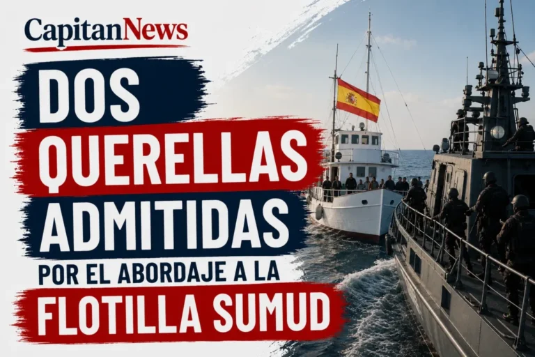 La flotilla de Gaza en la imagen en el mar con la bandera de España.