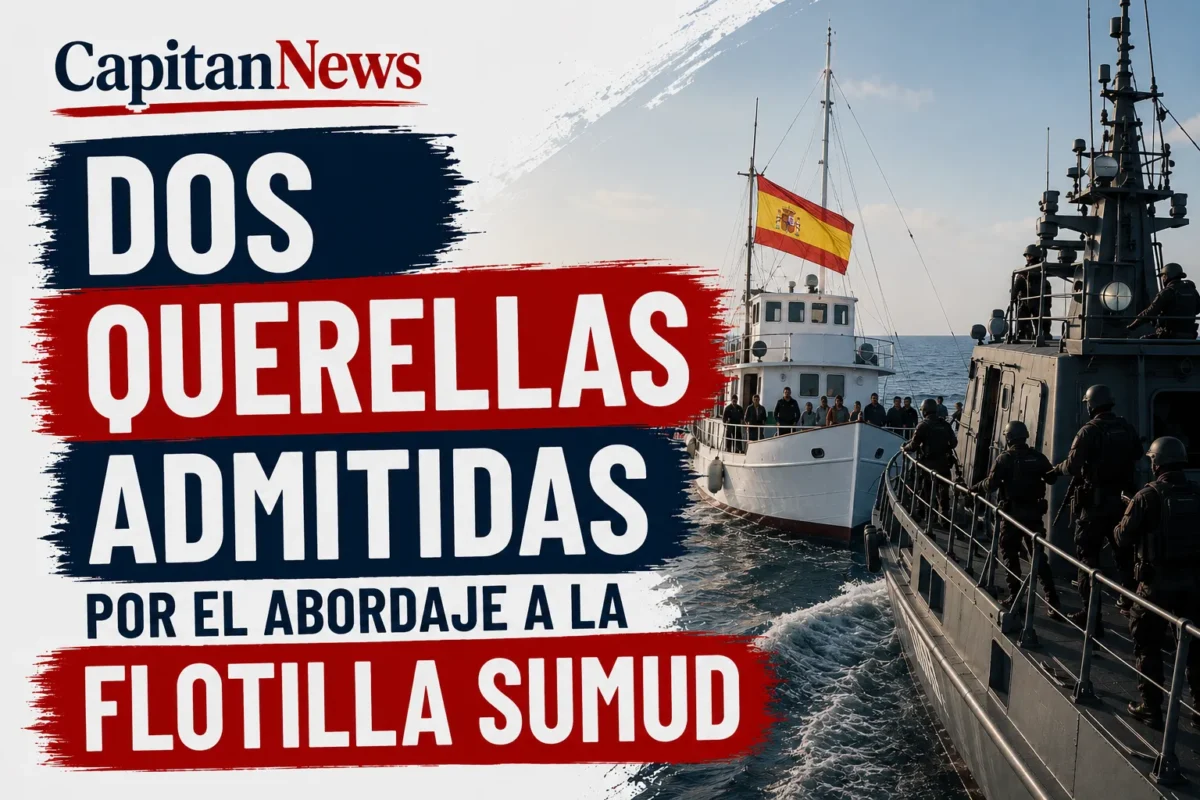 La flotilla de Gaza en la imagen en el mar con la bandera de España.