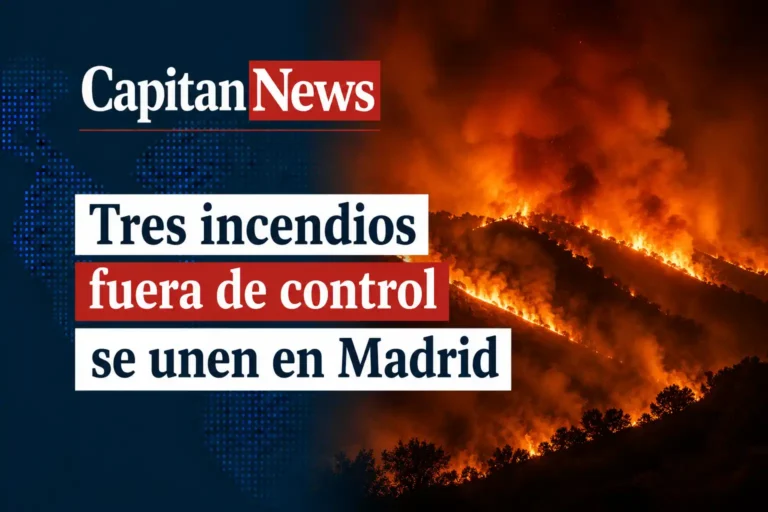 Los incendios en Madrid se unen en tres focos, y ya es el peor de la historia como muestra el titular de la imagen